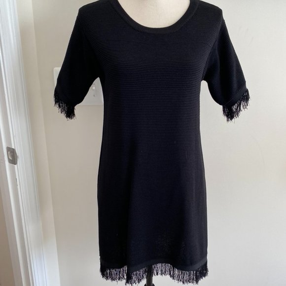 JoyJoy Black Dress with Fringe, Sz Small - Picture 1 of 6
